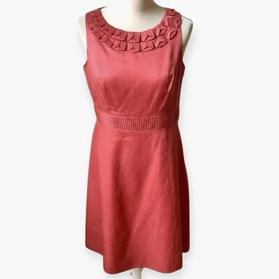 Vestido Vaina BODEN Edición Limitada Coral Seda Algodón Volantes Hasta la Rodilla 8 Foto 1 de 4