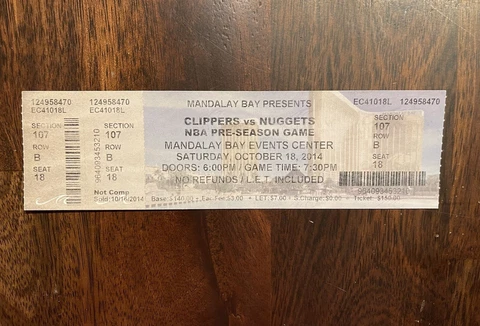 Los Angeles Clippers 10/18/2014 NBA Pre Season ticket stub vs Denver Nuggets Cover