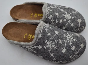 BIRKENSTOCK GRAU WOLLFILZ, SCHNEEFLOCKENMUSTER HAUSSCHUHE - UK 5,5, EUR 39 SCHMAL - Bild 1 von 14