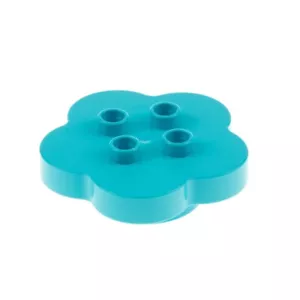 1X Lego Duplo Furniture Table Medium Light Blue 4X4 Flower Bloom 6061208 15515 - Picture 1 of 2
