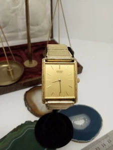 Orologio Uomo Vintage Seiko Tank Pie Pan Raro #5Y30-5080T Quadrante Oro Cinturino SPEIDEL - Foto 1 di 12