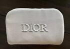 NEW Dior Cosmetic Bag White EMBROIDERED Silver Zipper Closure