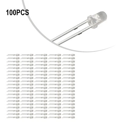 100pcs Super Bright LED 3mm Rouge/ Bleu/ Vert / Blanc/Jaune Transparent Ampoule - Photo 1/4