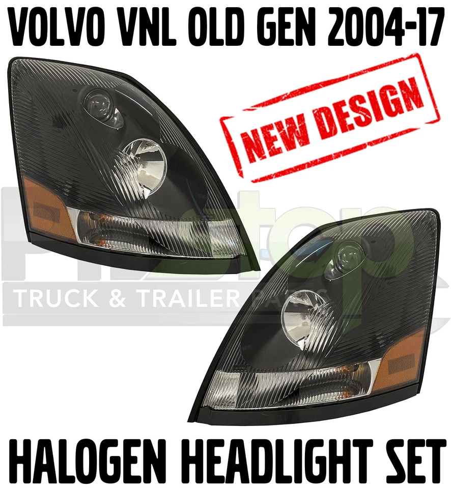 Volvo VNL 04-7 Black Projector Headlight  Halogen Set Left Right Semi Truck  Foto 1 de 4
