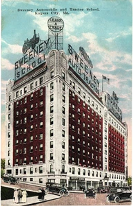KANSAS CITY, MO. Postcard Sweeney Automobile and Tractor School Early Cars 1923 - Picture 1 of 2