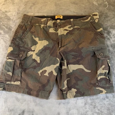 Foundry Supply Co. Camo Cargo Shorts Comfort Green Brown Stretch Mens 46 - Image 1 of 4
