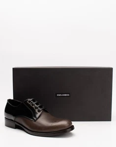 RRP€795 DOLCE & GABBANA Leather Derby Shoes US7 UK6 EU40 Medallion Made in Italy - Picture 1 of 11