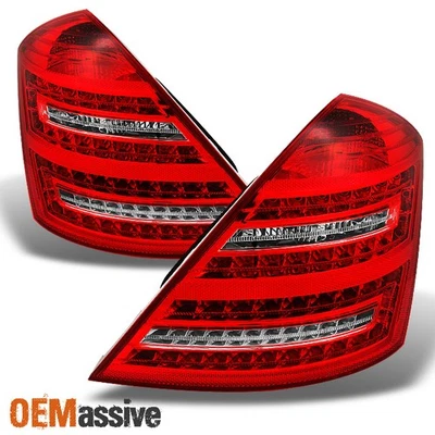 Fit 2007-2012 Benz W221 S-Class Red Clear Full LED Tail Lights Lamps Left +RIght - Image 1 of 4