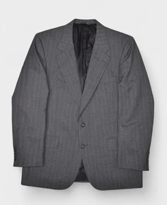 Burberry Jacket Mens 42R Grey Chalk Stripe Wool Sport Coat Suit Blazer Vintage - Picture 1 of 9
