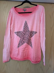 Street One!! Lachsfarbe es Shirt/Pulli, Gr. 40, mit großem Stern im Tierprint... - Bild 1 von 4