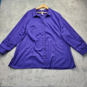 Blusa para mujer Catherines talla 3X manga con lengüeta enrollable con botones  - Imagen 1 de 12
