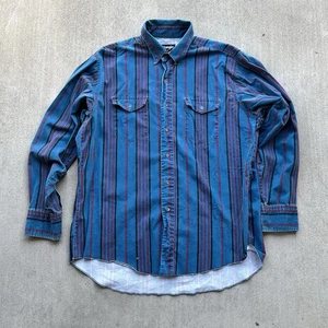 Vintage Wrangler Brushpopper Shirt Size 17 Made In USA Cowboy Western X Long - Picture 1 of 8
