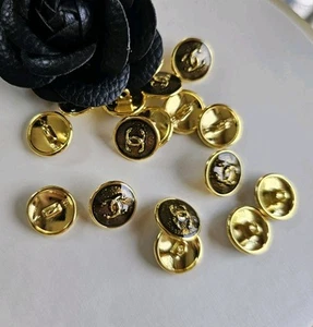 Chanel Gold Buttons With Black Logo, 14mm Perfect For Shirt, 12 Buttons Lot - Picture 1 of 4