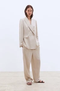 Zara Women's Size Small Double Breasted Oversized Button Blazer In Beige EUC - Picture 1 of 6