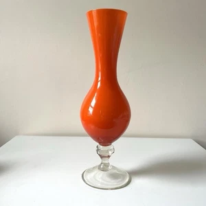 Empoli Glass Vase Rare 60s 70s Italian Orange Vintage Mid Century - Picture 1 of 4