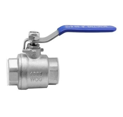 2-1/2" NPT Female 304 Stainless Steel Full Port Ball Valve with Blue Vinyl Handl - Image 1 of 4