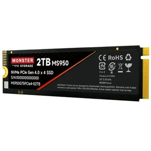 MONSTER STORAGE 2TB NVME SSD PCIE GEN 4 × 4 Maximum Road: 7,400MB/S Maximum Writ - Picture 1 of 7