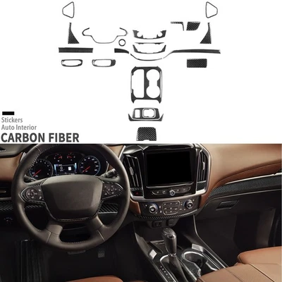 21Pcs Real Carbon Fiber Full Interior Dash Trim Kit For Chevrolet Traverse 18-23 - Image 1 of 4
