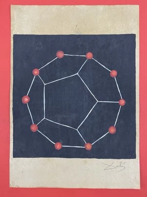 Salvador Dali (Handmade) Drawing mixed media on paper signed & stamped - Image 1 of 2