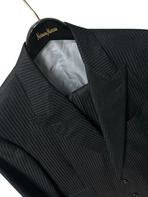 Bespoke Holland & Sherry 36R Black Stripe 3-Piece Suit Pants 27x28 Peak Lapel - Image 1 of 4