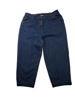 Woman Within Classic Fit Denim Jeans Womens Hemmed Elastic Back Blue Size 20 WP - Image 1 of 4