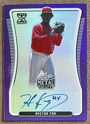 2020 Leaf Metal Draft Purple Autograph /25 Hector Yan #BA-HY1 Angels Numbered RC - Image 1 of 4
