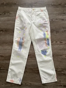 J Crew Limited Edition Painted Tapered Cargo pant Womens 28 White Full Length - Picture 1 of 16