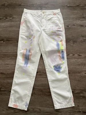 J Crew Limited Edition Painted Tapered Cargo pant Womens 28 White Full Length - Image 1 of 4