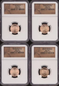 Juego de 4 monedas de bronce Lincoln 2009 SMS NGC MS 67 RD - Imagen 1 de 2