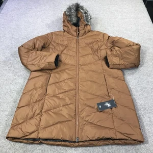Eddie Bauer Down Parka Womens 2XL Rust Classic 2.0 550 Hooded Faux Fur Coat - Picture 1 of 19