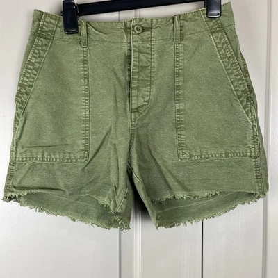 Lucky Brand Shorts Womens 4 Olive Green Casual Button Fly High Rise Fringe - Image 1 of 4