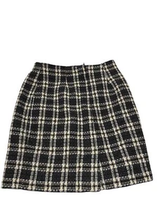 Vintage Wollrock Jessica Scott Damen 8 weiß schwarz kariert Glitzer Mischung süß - Bild 1 von 4