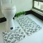 2 Pieces Soft Cotton Bath Pedestal Mat Toilet Non Slip Washable Floor Rugs S-hf
