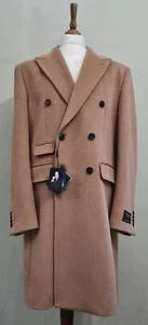 Douglas Hayward Double Breasted Rake Wool Blend Overcoat Camel Size uk 44 eu 54 - Picture 1 of 11