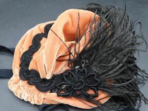 Antique OOAK Handmade Bisque Doll Hat with Feather