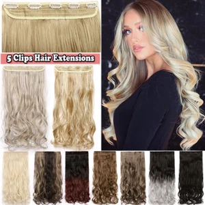 Real Thick One Piece 100% Natural Clip in As Human Hair Extensions 3/4 Full Head - Picture 1 of 64