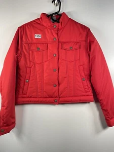 Vtg Nike Girls Cropped Bomber Winter Jacket Red Coat Size M (8-10) 19x20.5 - Picture 1 of 10