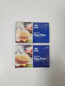 Royal 100 Count BOX American Flag Picks, Multicolored lot of 2 BOXES FREE S/H - Picture 1 of 5