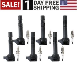 6 Ignition Coil & Iridium Spark Plug For Honda Acura Saturn Civic 3.2 3.5L UF400 - Picture 1 of 24