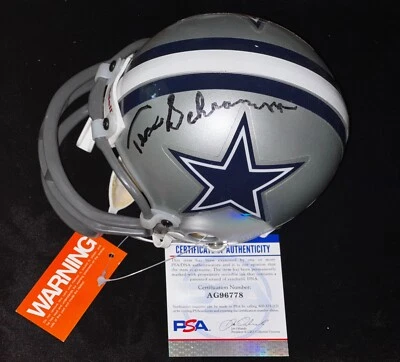 Tex Schramm "HOF 1st GM & President" Signed Autographed Cowboys Mini Helmet PSA - Image 1 of 4