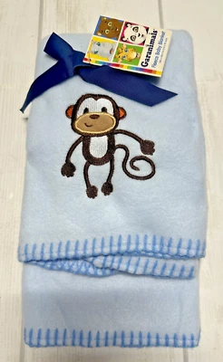 NWT Garanimals Blue Fleece Monkey Baby Boy Security Blanket Thick Edge Stitch - Image 1 of 4