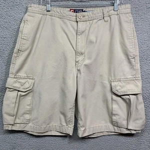 Pantalones cortos de carga Chaps para hombre 36W caqui holgados rectos al aire libre lona 6 bolsillos logotipo - Imagen 1 de 14