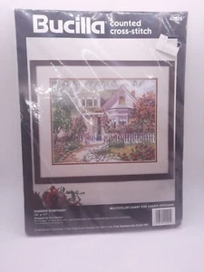Vintage Bucilla Counted Cross Stitch Kit Summer Symphony #40925 14 TC 1994 14x11 - Picture 1 of 7