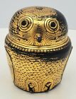 Vintage Black / Gold Lacquer Owl trinket Box Burma - UNIQUE gift 