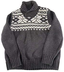 Boys OSHKOSH B'gosh Sweater Nordic Fair Isle Shawl Button Collar Gray Size 6 - Picture 1 of 7