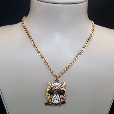 Amrita Singh "Forest" Women's Gold  Plated Resin & Crystal Owl Necklace NWT - Image 1 of 3