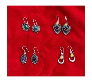 Juego de 4 Pendientes Jhumka Artificiales Pulido Negro Oxidado - Imagen 1 de 8