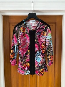 Joseph Ribkoff Bluse Tropical Floral UK 14 transparente Einsätze mehrfarbig durchgehender Reißverschluss - Bild 1 von 12