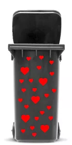 Bin Sticker Hearts Vinyl Decals for Wheelie Car Wall Window Tile Waste Decor - Foto 1 di 13
