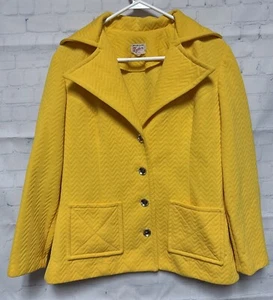 vintage retro Tucker women’s Yellow blazer Size large 60’s 70’s - Picture 1 of 7